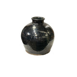 Vintage Earthy Rustic Black Village Rural Pottery Ceramic Pot Vase JK234S