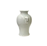 Off White Glaze Elephant Head Rings Slim Round Porcelain Art Vase JK235S