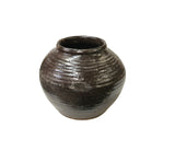 Vintage Earthy Rustic Brown Black Village Rural Pottery Ceramic Pot Vase JK236S