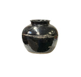 Vintage Earthy Rustic Black Village Rural Pottery Ceramic Pot Vase JK237S