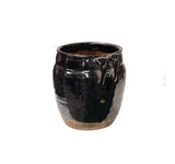 Vintage Earthy Dark Brown Black Village Rural Pottery Ceramic Pot Vase JK239S