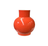 Bright Orange Glaze Large Bulb Shape Pottery Ceramic Pot Vase JK240S