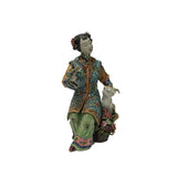 Chinese Porcelain Qing Style Dressing Bird Dog Lady Figure JK247S