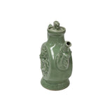 Oriental Celadon Green Wine Jar Shape Dragon Ceramic Art Vase Jar JK278S