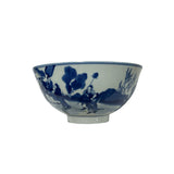 Chinese Blue White People Scenery Graphic Porcelain Bowl Display Art jk284S