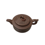 Vintage Brown Round Shape Coin Pattern Zisha Clay Teapot Art Display JK296S