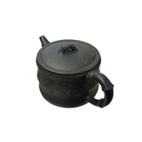 Vintage Chinese Gray Blue Round Shape Bamboo Theme Zisha Clay Teapot Art Display JK299S