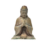 Fade Color Rustic Wood Sitting Bodhisattva Buddha Statue JK314S