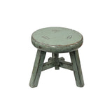 Rustic Distressed Gray Round Top Tri-Legs Small Short Stool Table Stand JK321S