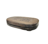 Chinese Characters Engraved Oval Shape Box Ink Stone Inkwell Pad JK337S