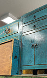 Distressed Marks Turquoise Blue 2 Drawers End Table Nightstand ws4457S