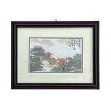 Set of 2 Oriental Chinese Embroidery Flower Scenery Framed Art Decor ws3205S