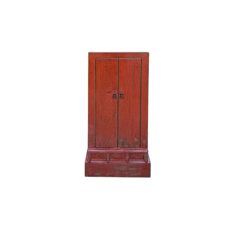 Distressed Orange Red Color Slim End Table Nightstand Cabinet ws4415S