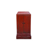 Distressed Orange Red Color Slim End Table Nightstand Cabinet ws4415S