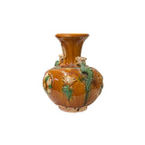 Oriental Tri-Color Glaze Dragon Handle Pottery Ceramic Art Vase ws4518S