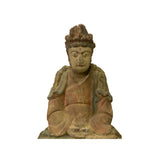 Rustic Wood Sitting Bodhisattva Kwan Yin Tara Buddha Statue ws3243S