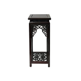 4.75" Dark Brown Scroll Pattern Square Tall Slim Wood Display Stand Riser st1058BS