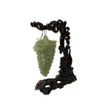 Chinese Natural Stone Grapes Shape Wood Stand Display Art ws3250S