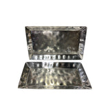 Set 2 Hand Punch Marks Stainless Steel Rectangular Display Serving Plate Tw010S