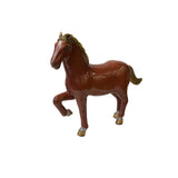 Vintage Chinese Metal Brick Red Golden Tail Fengshui Horse Figure ws3279S