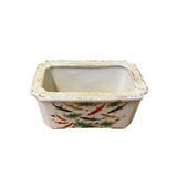 Distressed Off White Porcelain Koi Fishes Rectangular Planter Pot ws3203S