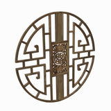 Chinese Round Ru Yi Geometric Bats Wood Wall Panel Plaque ws1955S
