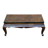Chinese Tibetan Yellow Brown Dragon Head Lacquer Low Coffee Table ws2739S
