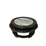 8.25" Oriental Brown Wood Marble Round Table Top Stand Riser GB708S