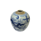 Oriental Dragon Phoenix Small Blue White Porcelain Ginger Jar ws3338S