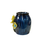 Navy Blue Glaze Dimensional Yellow Flower Holder Pot Vase ws3371S