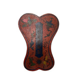 Chinese Distressed Brick Red Treasure Graphic Ribbon Shape Box ws3376S