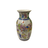 Vintage Chinese White Porcelain Color People House Scenery Graphic Vase ws3386S