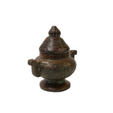 Chinese Brown Color Stone Carved Incense Holder Display Art ws3387S