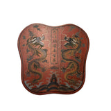 Chinese Distressed Brick Red Dragons Graphic Square Shape Box ws3393S