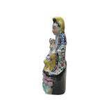 Small Vintage Chinese Multi-Color Porcelain Kwan Yin & Kid Statue ws3394S
