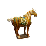Chinese Distressed Tan Brown Color Glazed Ceramic Horse Figure ws3396S