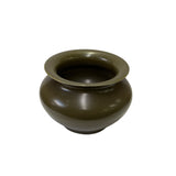 Chinese Handmade Dark Olive Army Green Ceramic Accent Bowl Holder ws3402S