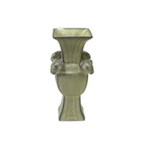Chinese Ru Ware Yellow Crackle Ceramic Ram Heads Art Vase ws3404S