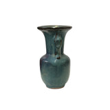Chinese Ru Ware Drip Teal Blue Ceramic Accent Art Vase ws3406S