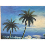 Oil Paint Canvas Art Palm Tree Ocean Beach Wave Wall Decor Painting ws3416S