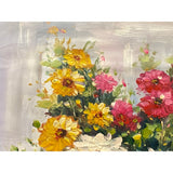 Impasto Oil Paint Canvas Art Blossom Flowers Vase Scroll Painting ws3417S