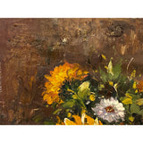 Impasto Oil Paint Canvas Art Sunflowers Blue Vase Scroll Painting ws3421S