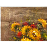 Impasto Oil Paint Canvas Art Sunflowers Yellow Vase Scroll Painting ws3426S