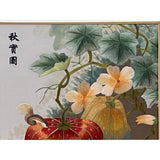 Oriental Chinese Pumpkin Squirrel Embroidery Framed Wall Decor ws3438S