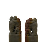 Pair Chinese Soap Stone Carved Elephant Seal Stamp Display ws3472S