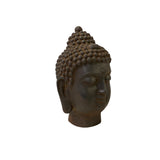 10.5 " Vintage Iron Metal Finish Rustic Buddha Head Display Figure ws3478S