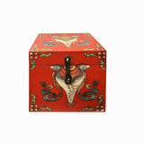 Chinese Distressed Red Wheel Conch Graphic Square Shape Box ws3497S