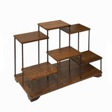 Brown Wood Step Shape Table Top Curio Display Easel Stand ws3498S