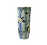 Artistic Flower Blue Green Checker Cross Porcelain Tall Slim Round Vase ws3513S