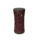 Ceramic Brick Red Cloud Scroll Round Tall Pedestal Table Display Stand ws3528S